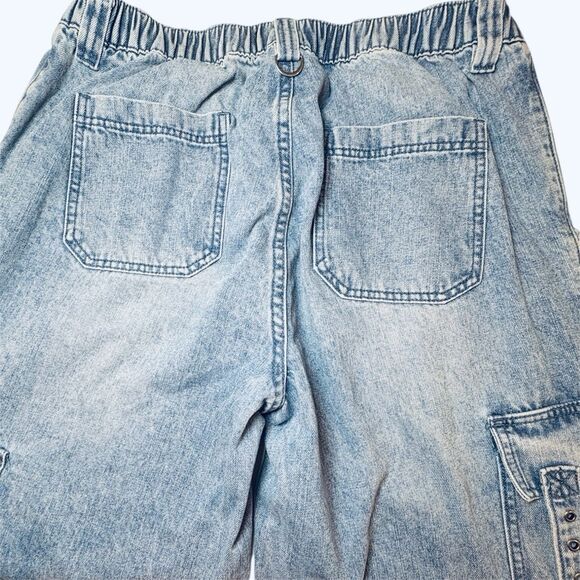 Hot Topic Wide Leg Cargo Jeans Size 9 Y2K Utility Denim Grunge Streetwear - Picture 7 of 8